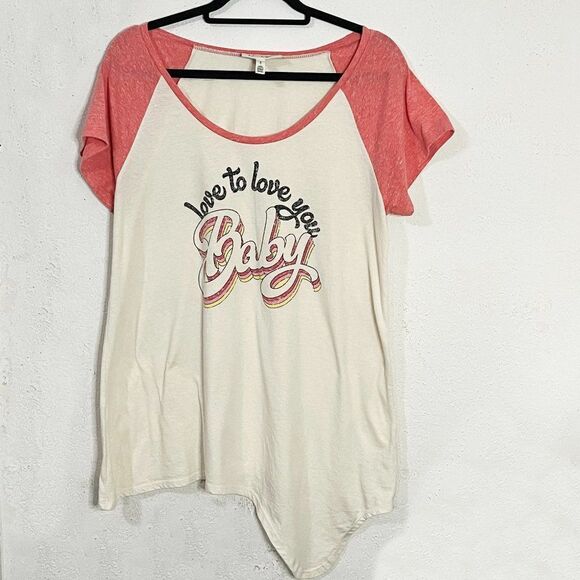 Jessica Simpson Raglan Maternity Love to Love You T-Shirt Size Large - Picture 2 of 7